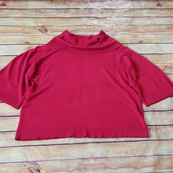Red Cowl Neck Sweater,  3X - Picture 3 of 7